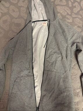 Mossimo Supply Co. Heather Gray Zip Hoodie with Black Drawcord